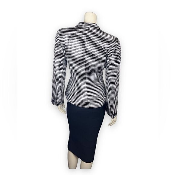 LIKE NEW Vintage Christian Dior Black/Cream Houndstooth Double-Breasted Jacket - Picture 6 of 11